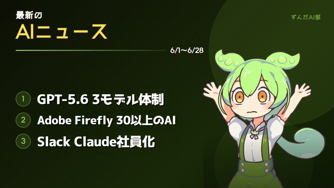 新動画公開：【2026年6月まとめ】GPT-5.6登場！AIが”チームメンバー”になった月を振り返るのだ | ずんだAI部