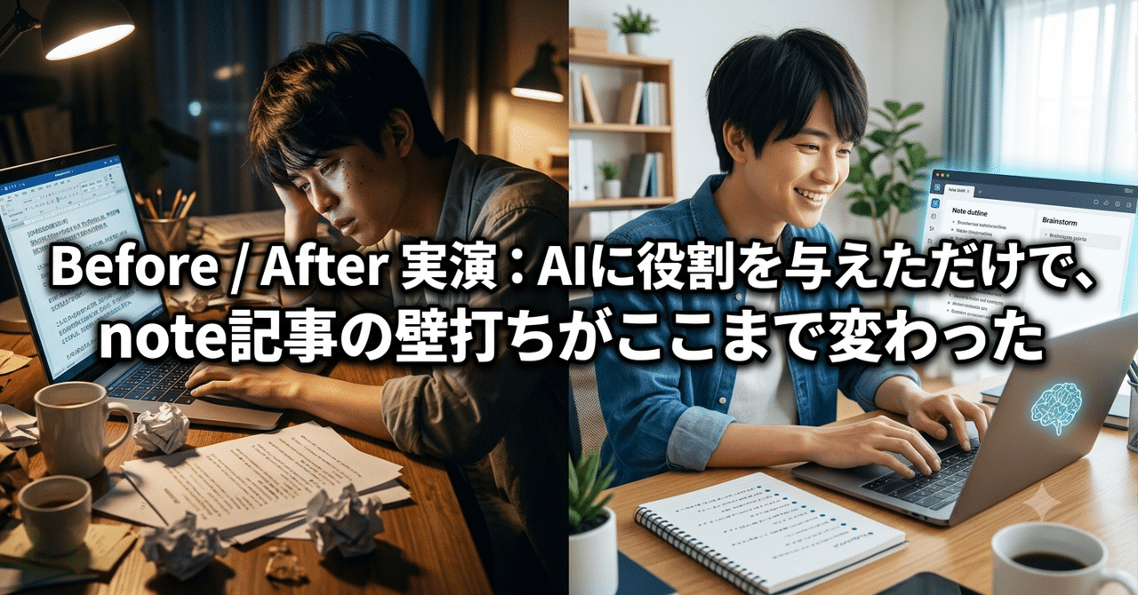 note更新：Before/After実演：AIに役割を与えただけで、note記事の壁打ちがここまで変わった